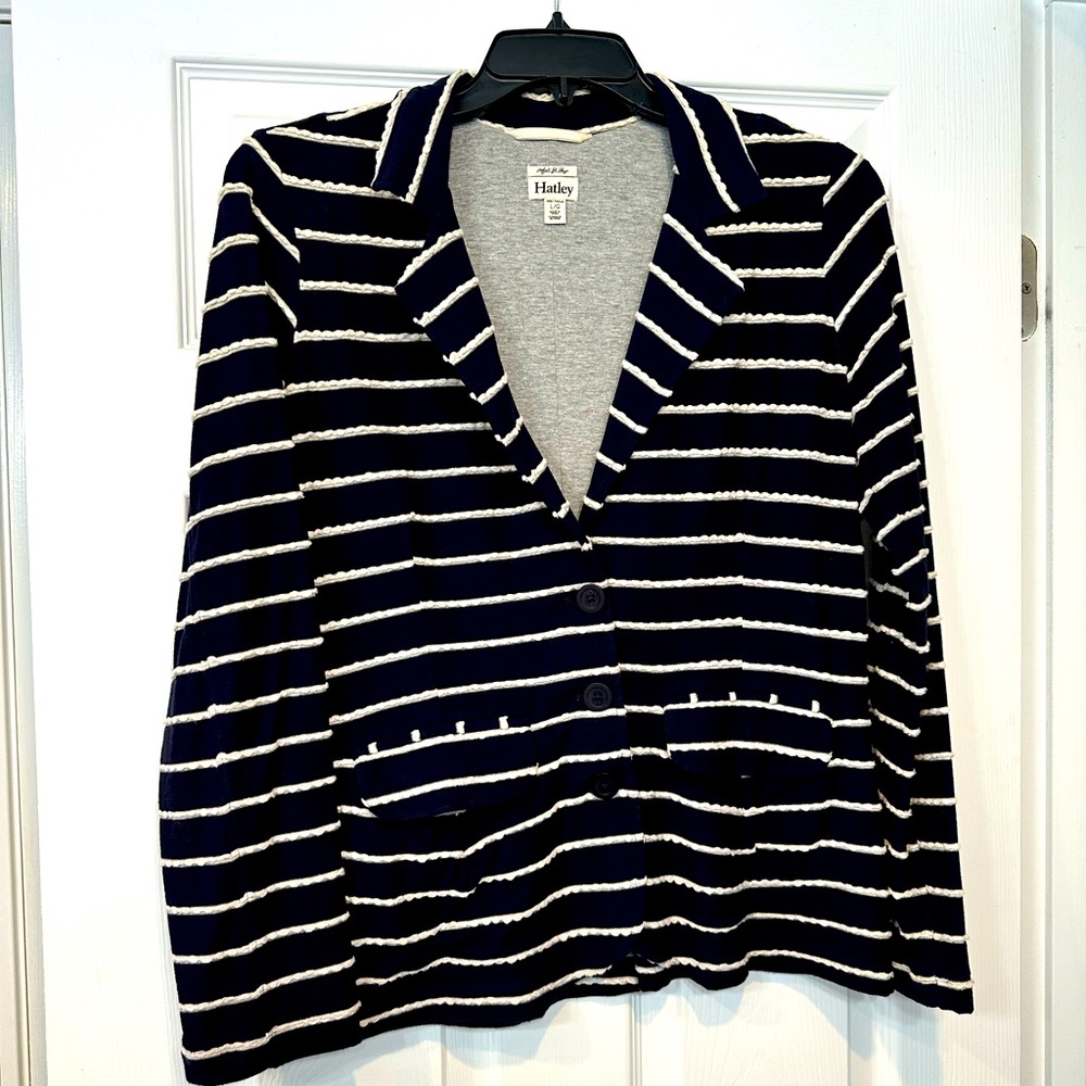 Blue with cream stripes blazer, Hadley boutique brand